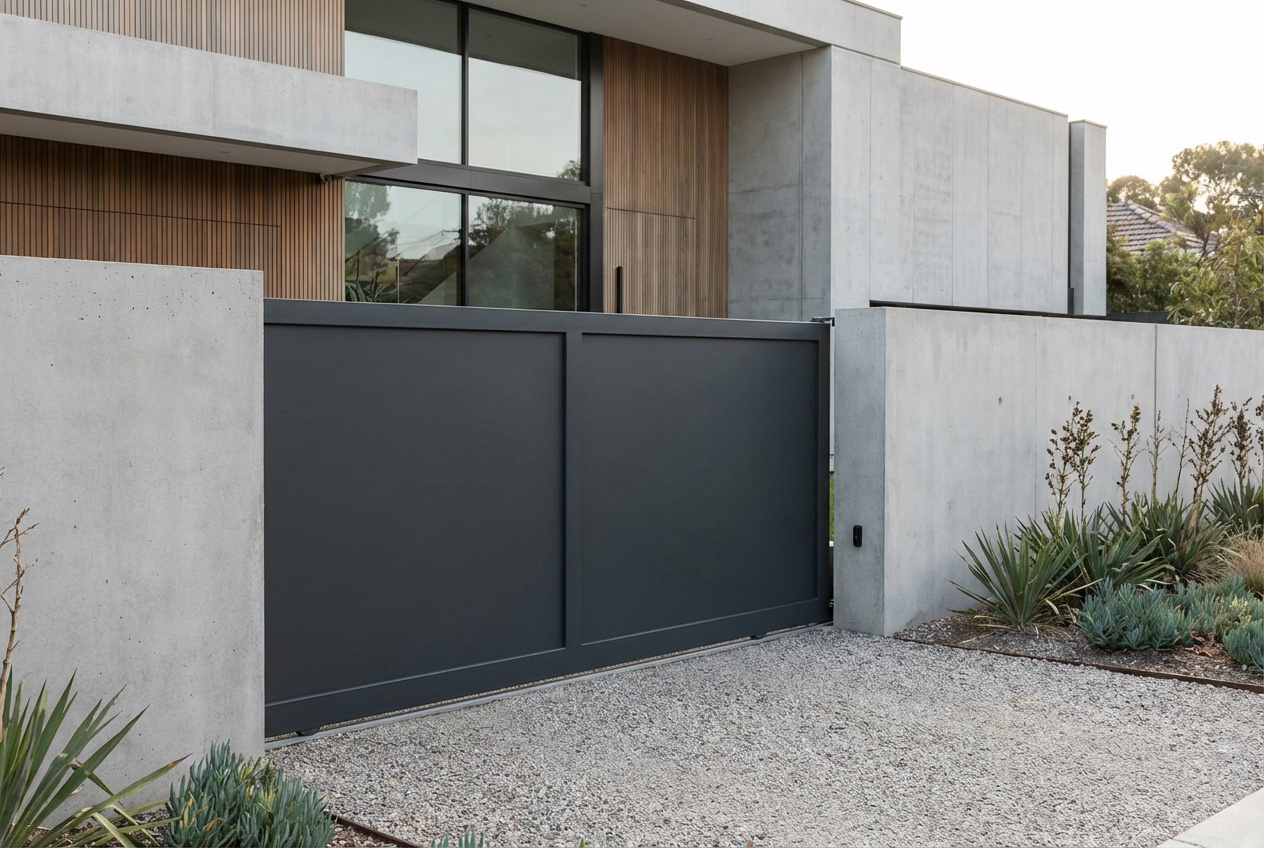 Portail battant moderne avec motorisation enterree